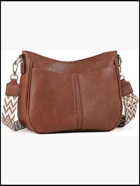 Vegan Leather Crossbody Bag Hobo Style Detachable Strap Everyday Handbag
